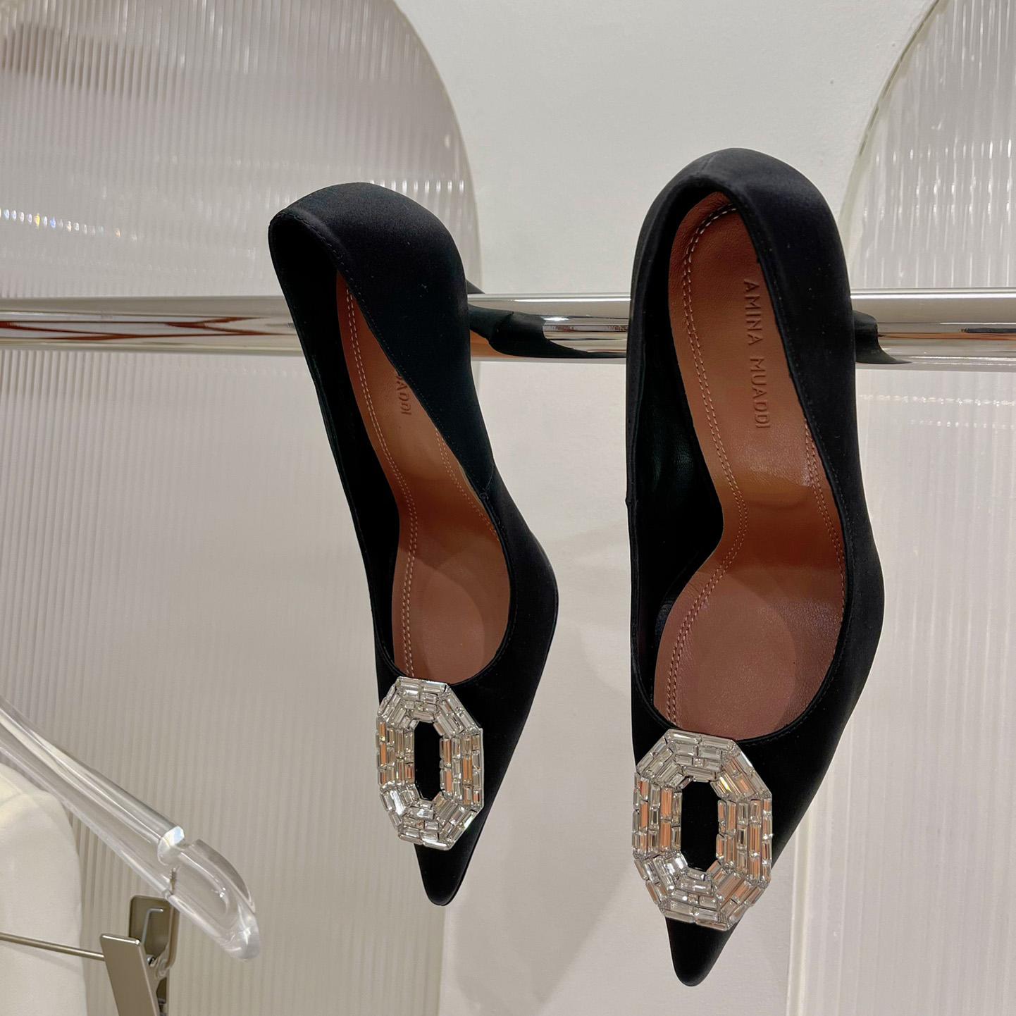Amina Muaddi Camelia 95mm Crystal Pumps - FashionPlug