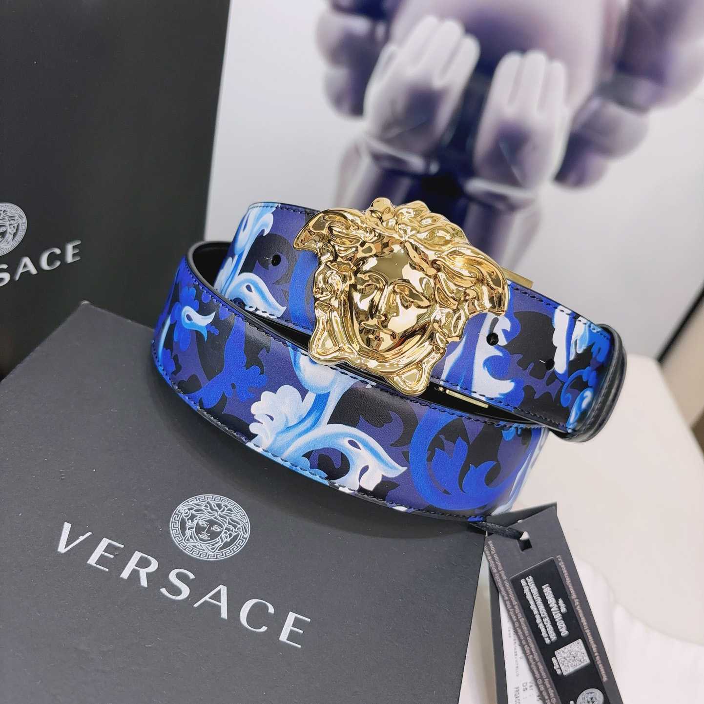 Versace La Medusa Logo-buckle Barocco-print Belt   40mm - FashionPlug