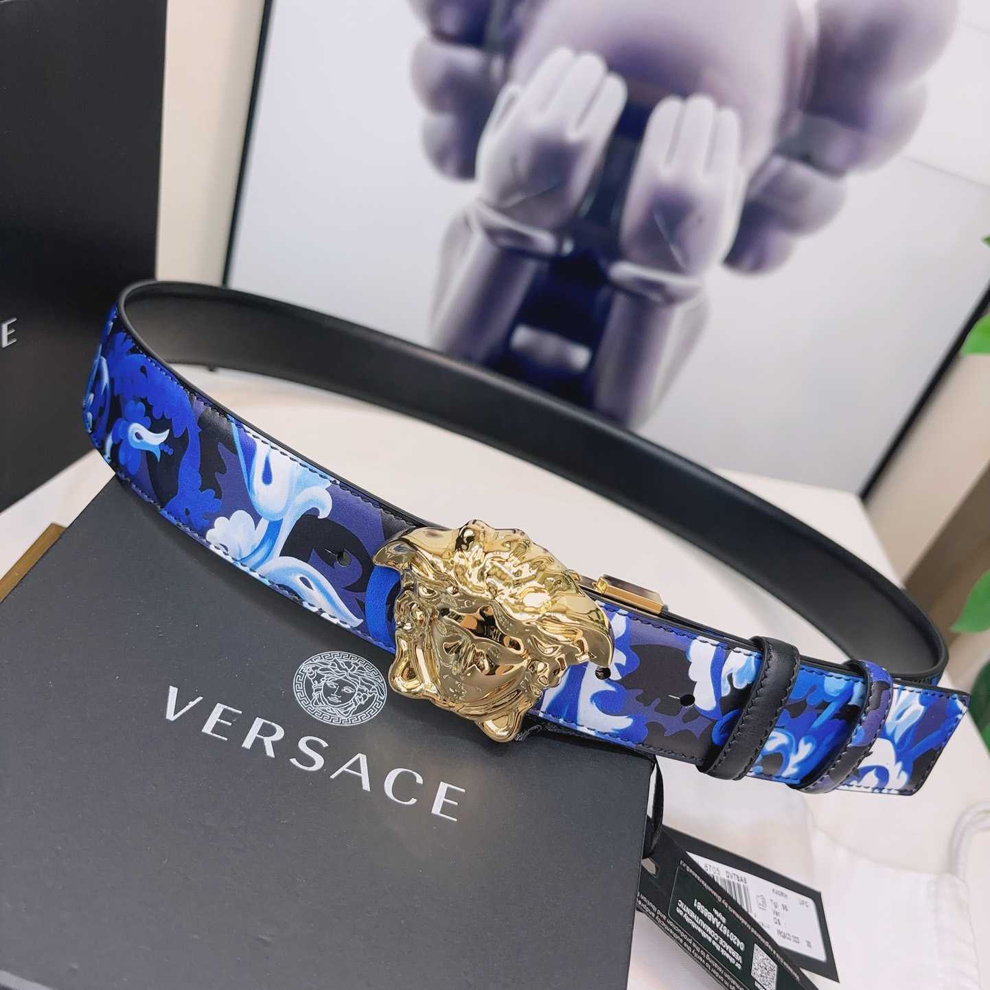 Versace La Medusa Logo-buckle Barocco-print Belt   40mm - FashionPlug