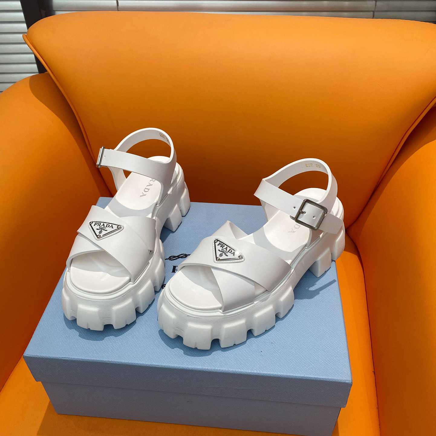 Prada Monolith Rubber Sandals - FashionPlug