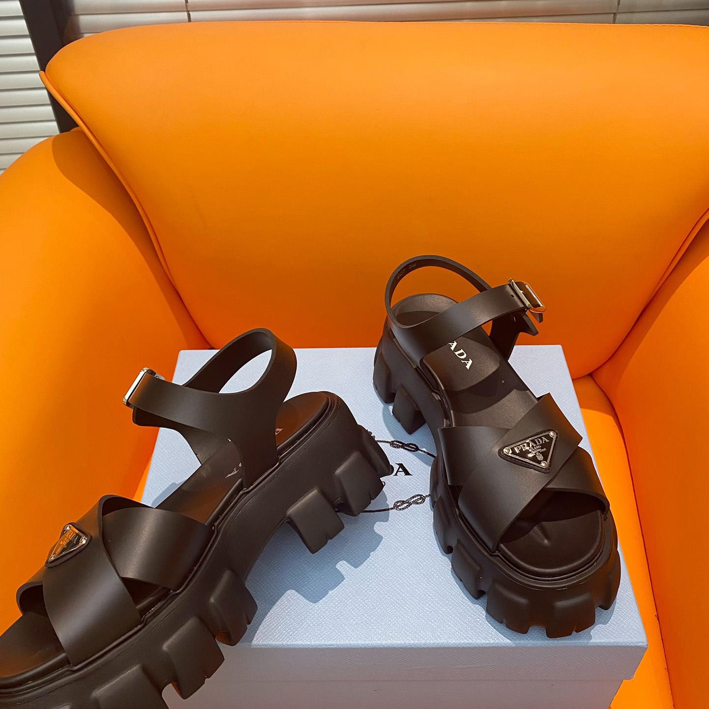 Prada Monolith Rubber Sandals - FashionPlug
