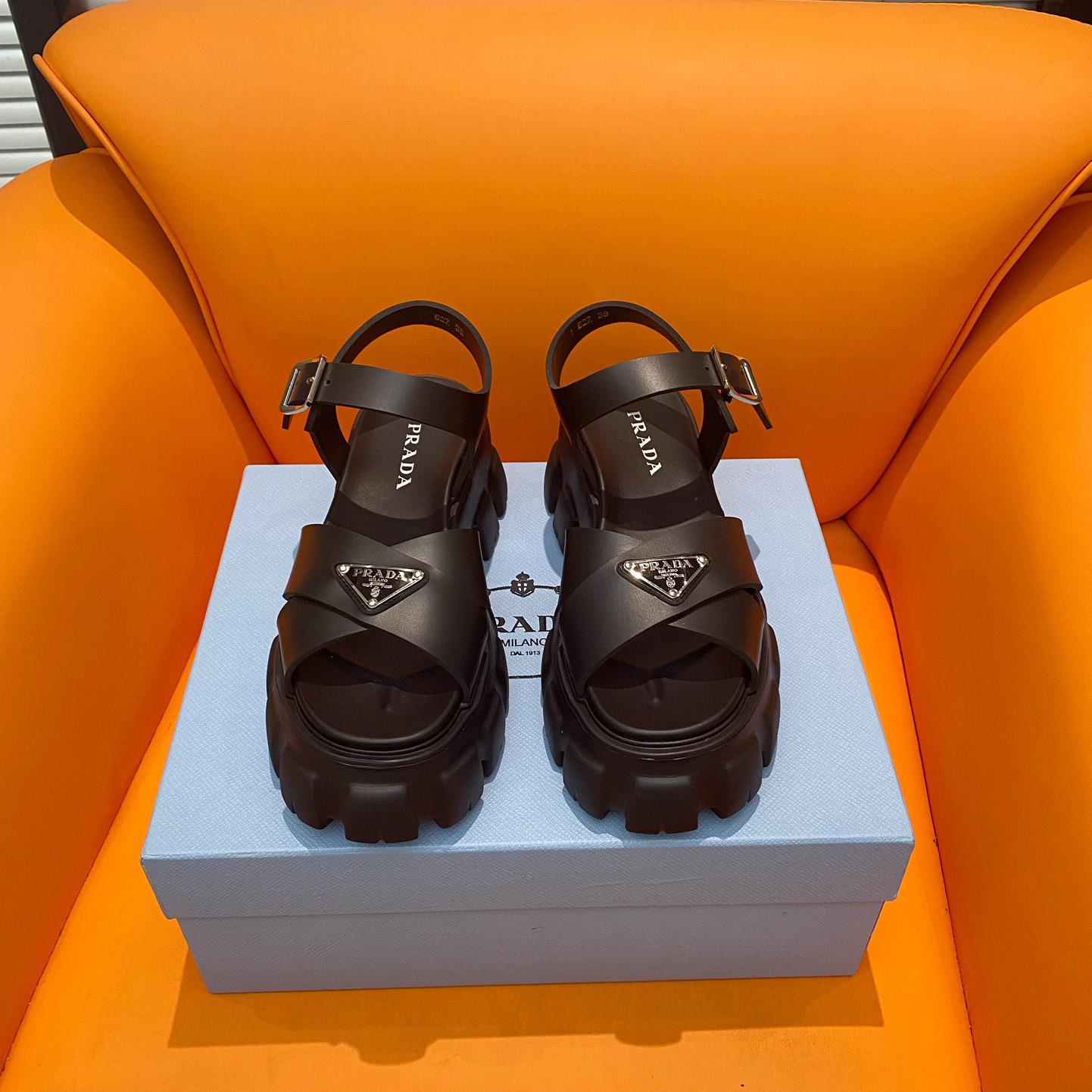 Prada Monolith Rubber Sandals - FashionPlug