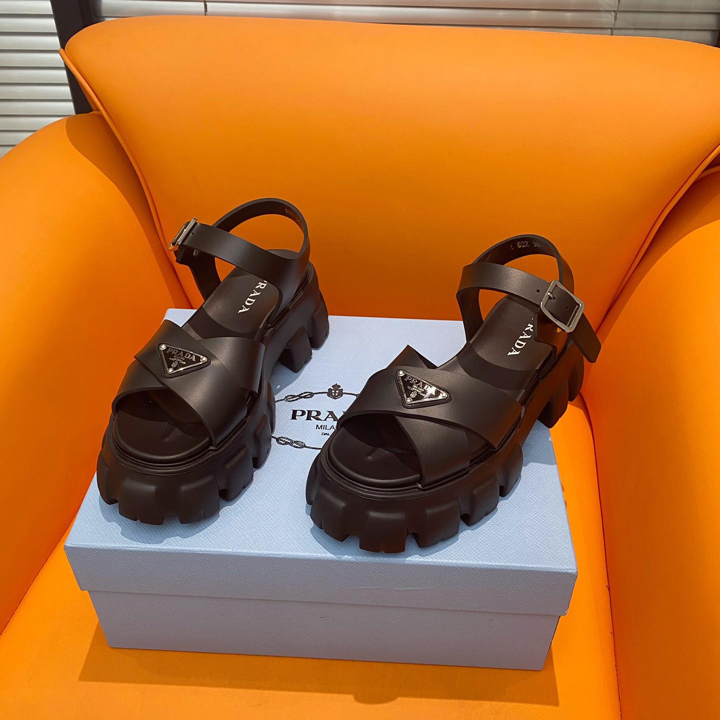 Prada Monolith Rubber Sandals - FashionPlug