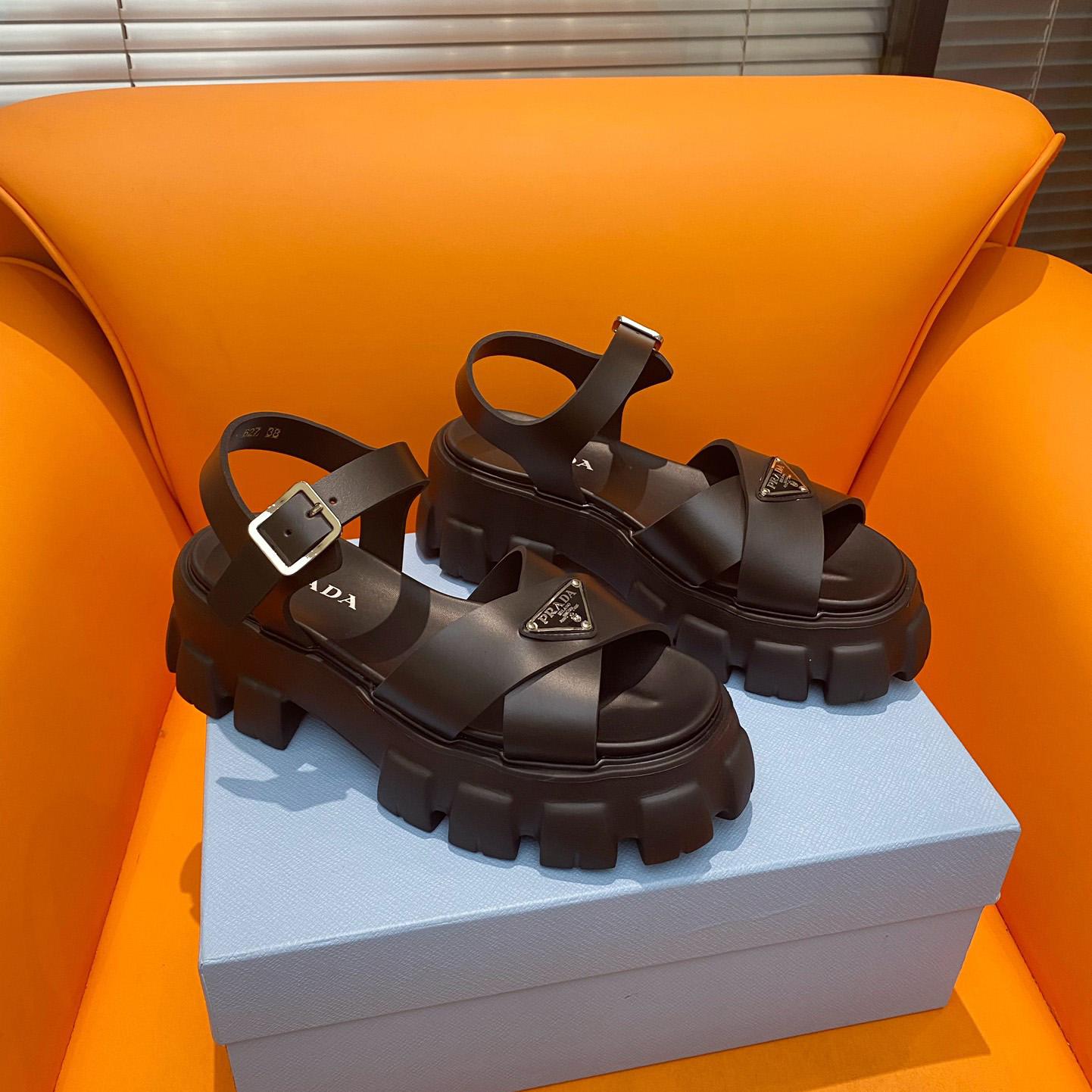 Prada Monolith Rubber Sandals - FashionPlug