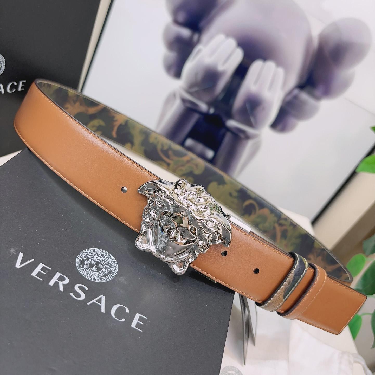 Versace La Medusa Logo-buckle Barocco-print Belt   40mm - FashionPlug