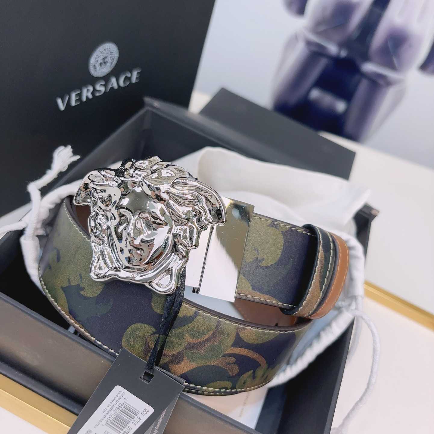 Versace La Medusa Logo-buckle Barocco-print Belt   40mm - FashionPlug