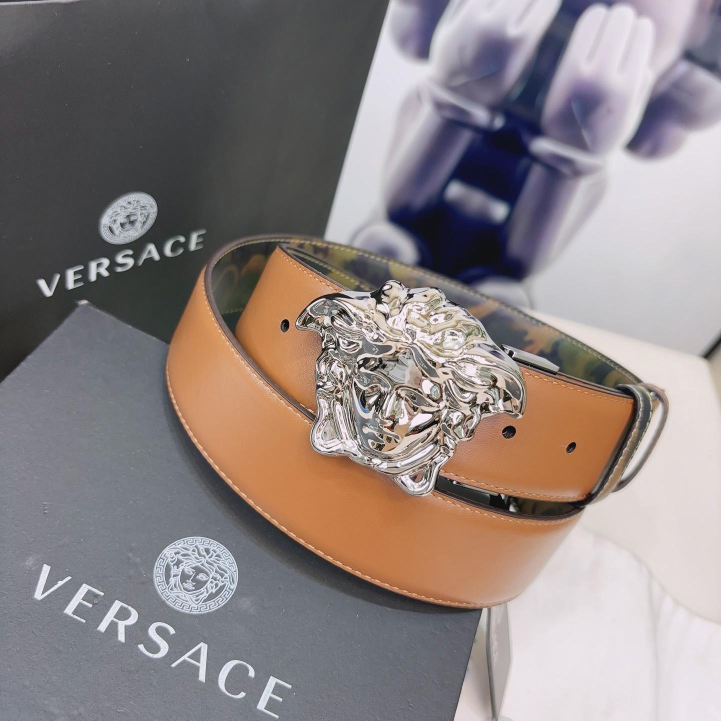 Versace La Medusa Logo-buckle Barocco-print Belt   40mm - FashionPlug