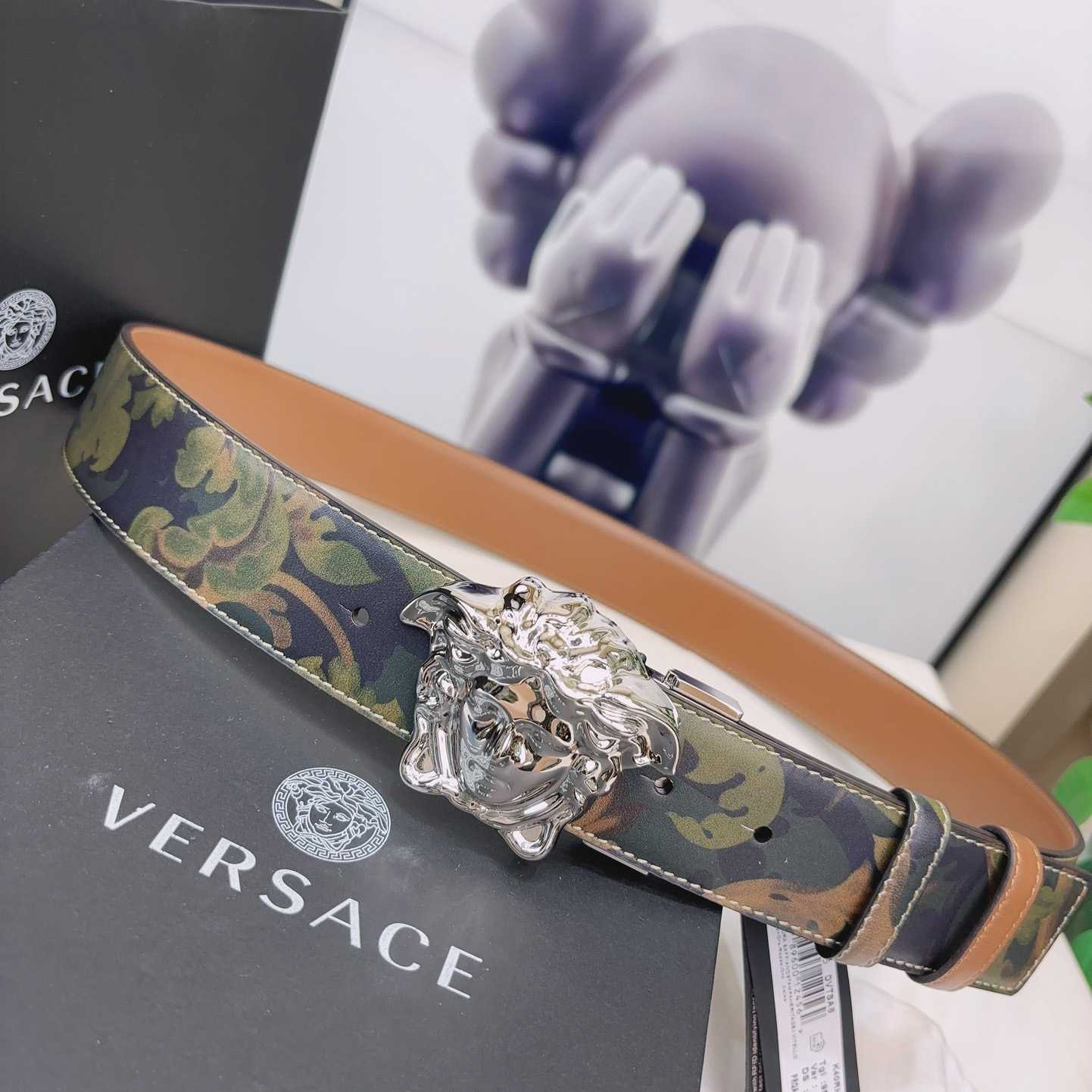 Versace La Medusa Logo-buckle Barocco-print Belt   40mm - FashionPlug