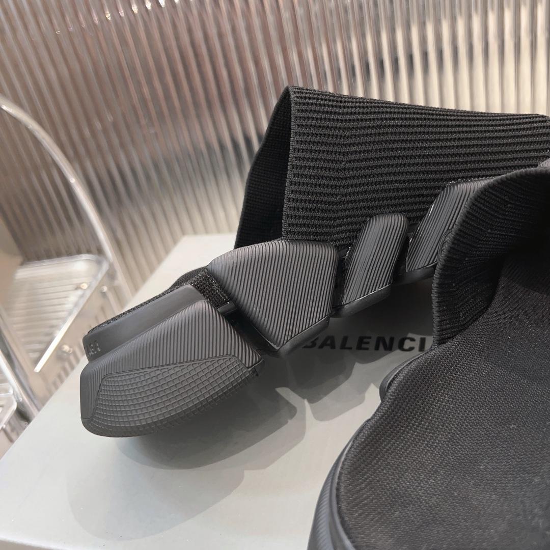 Balenciaga Speed 2.0 Slide Sandal In Black Recycled Knit - FashionPlug