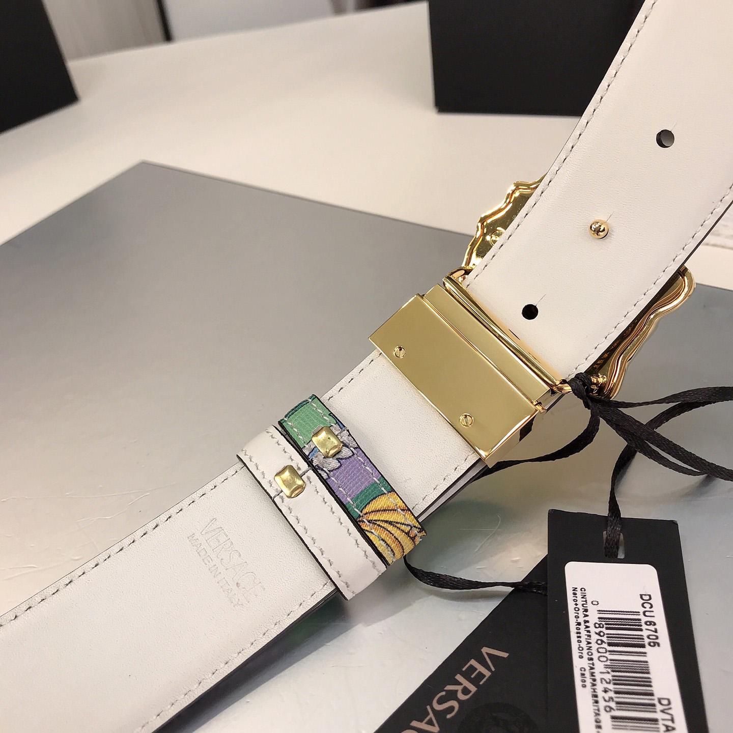 Versace Reversible Barocco Medusa Leather Belt   40mm - FashionPlug
