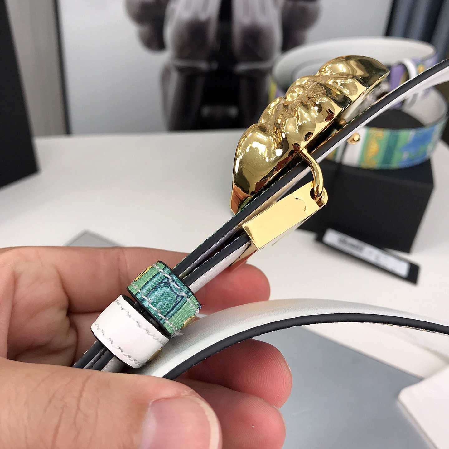 Versace Reversible Barocco Medusa Leather Belt   40mm - FashionPlug