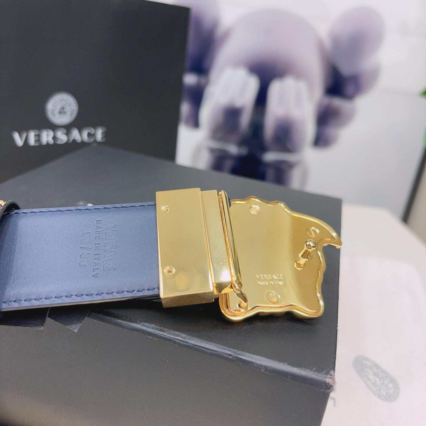 Versace La Medusa Logo-buckle Barocco-print Belt   40mm - FashionPlug