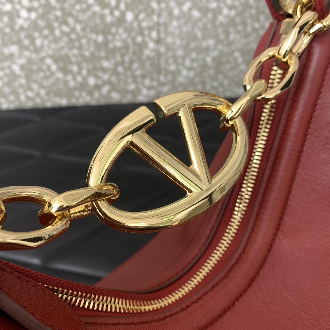Valenti VLogo Moon Mini Hobo Bag In Nappa Leather With Chain - FashionPlug