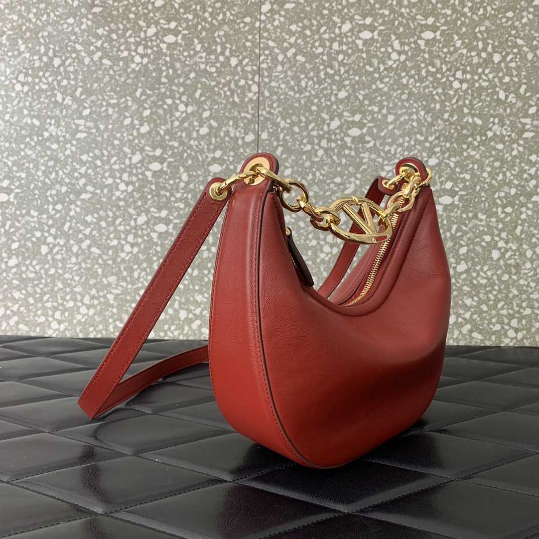 Valenti VLogo Moon Mini Hobo Bag In Nappa Leather With Chain - FashionPlug