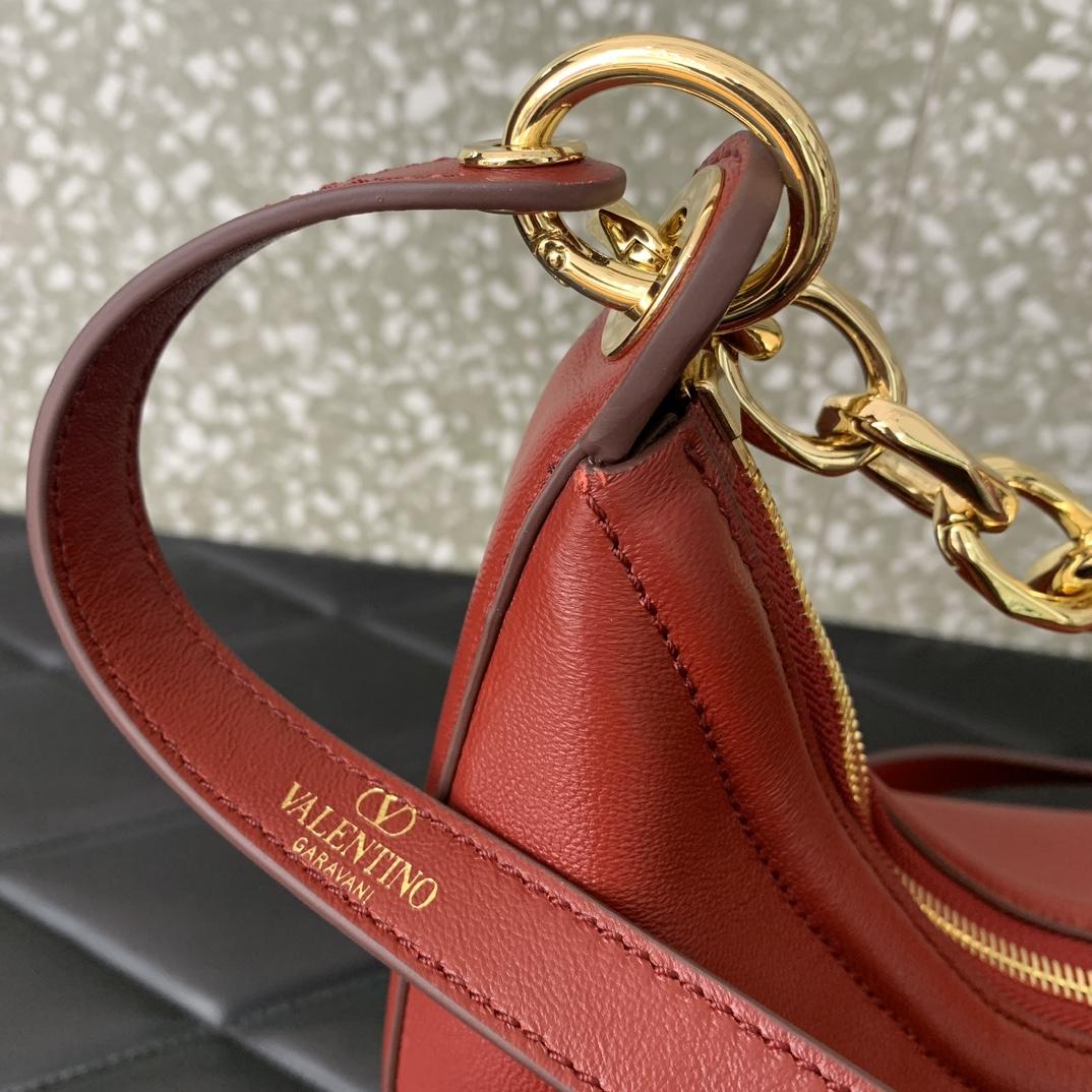Valenti VLogo Moon Mini Hobo Bag In Nappa Leather With Chain - FashionPlug