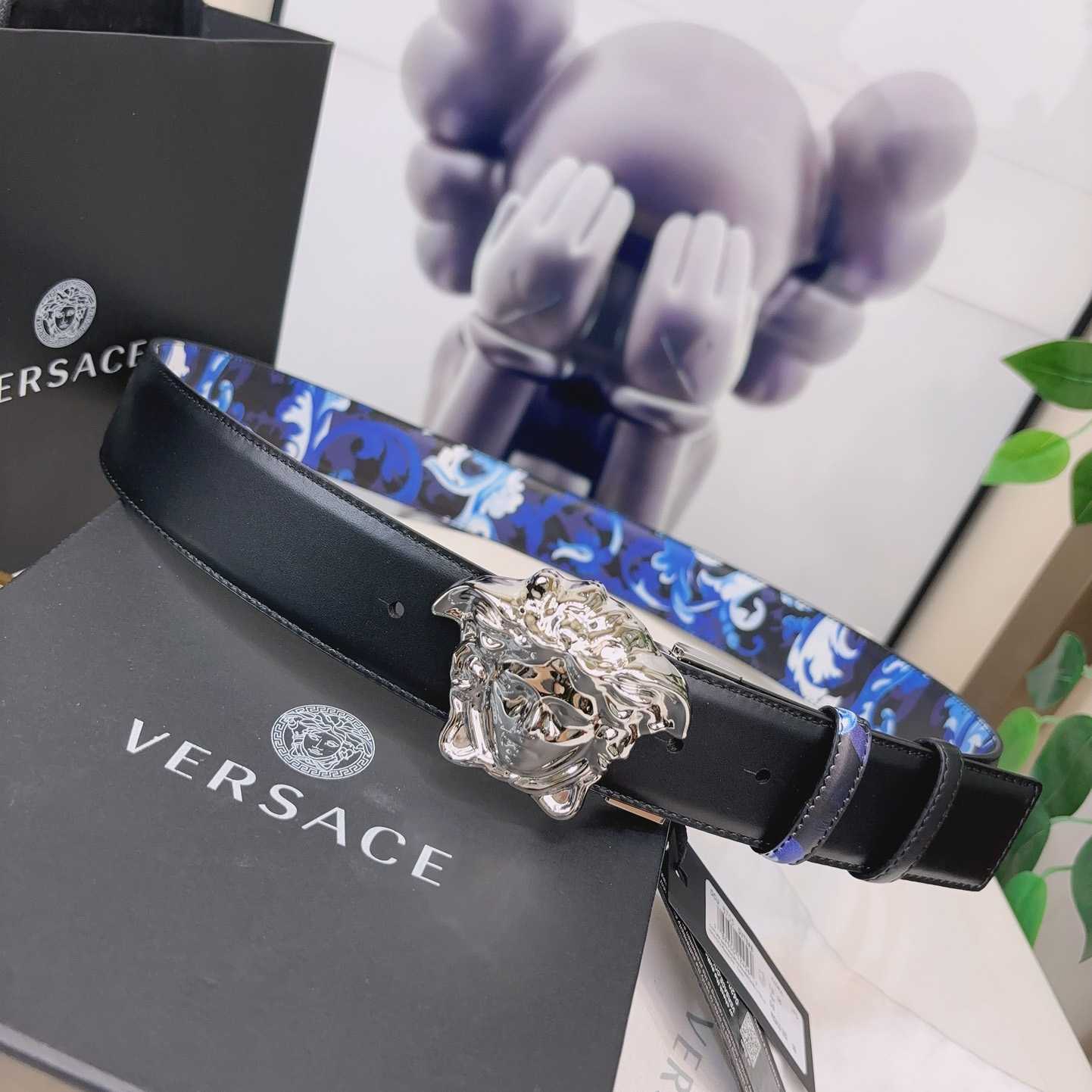 Versace La Medusa Logo-buckle Barocco-print Belt   40mm - FashionPlug