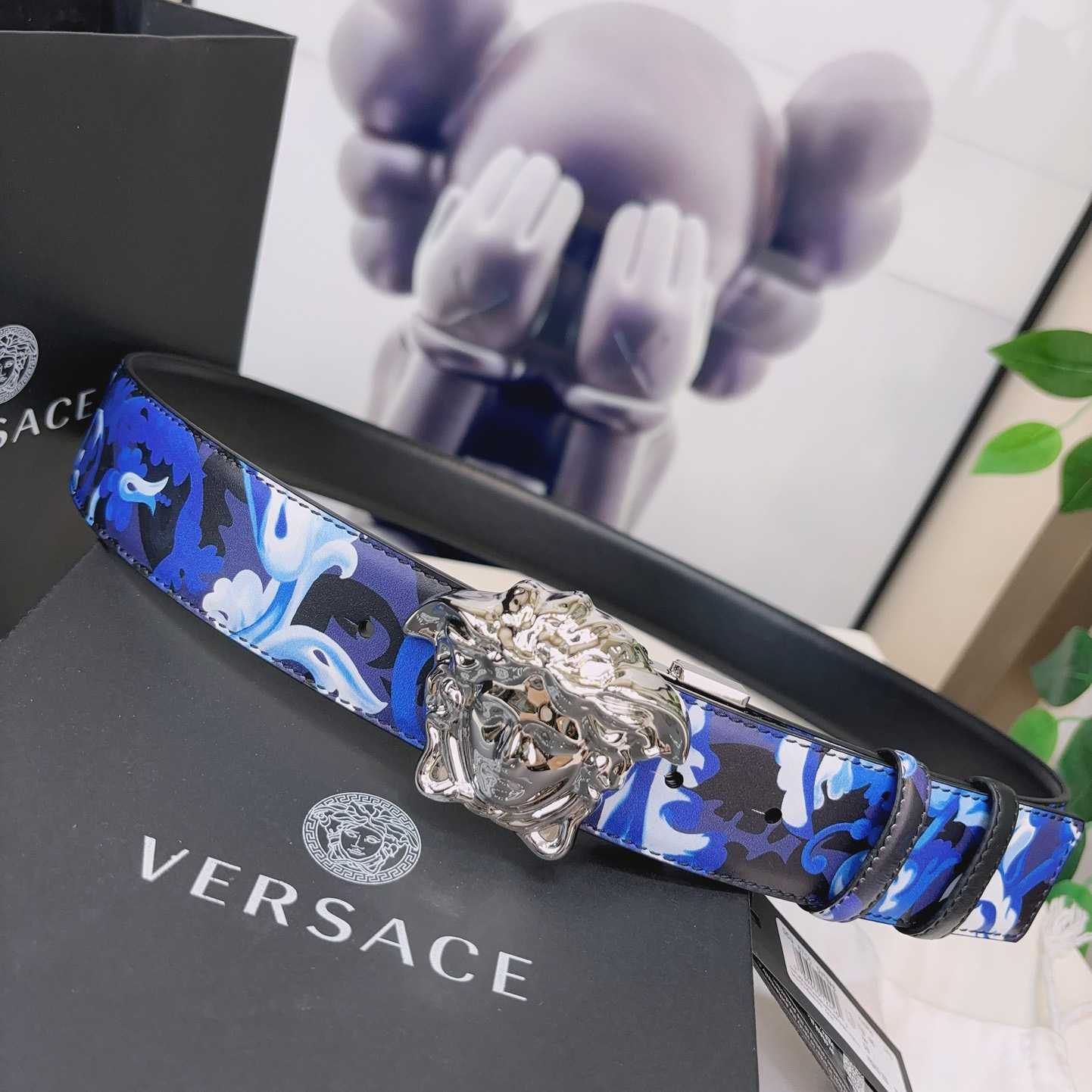 Versace La Medusa Logo-buckle Barocco-print Belt   40mm - FashionPlug