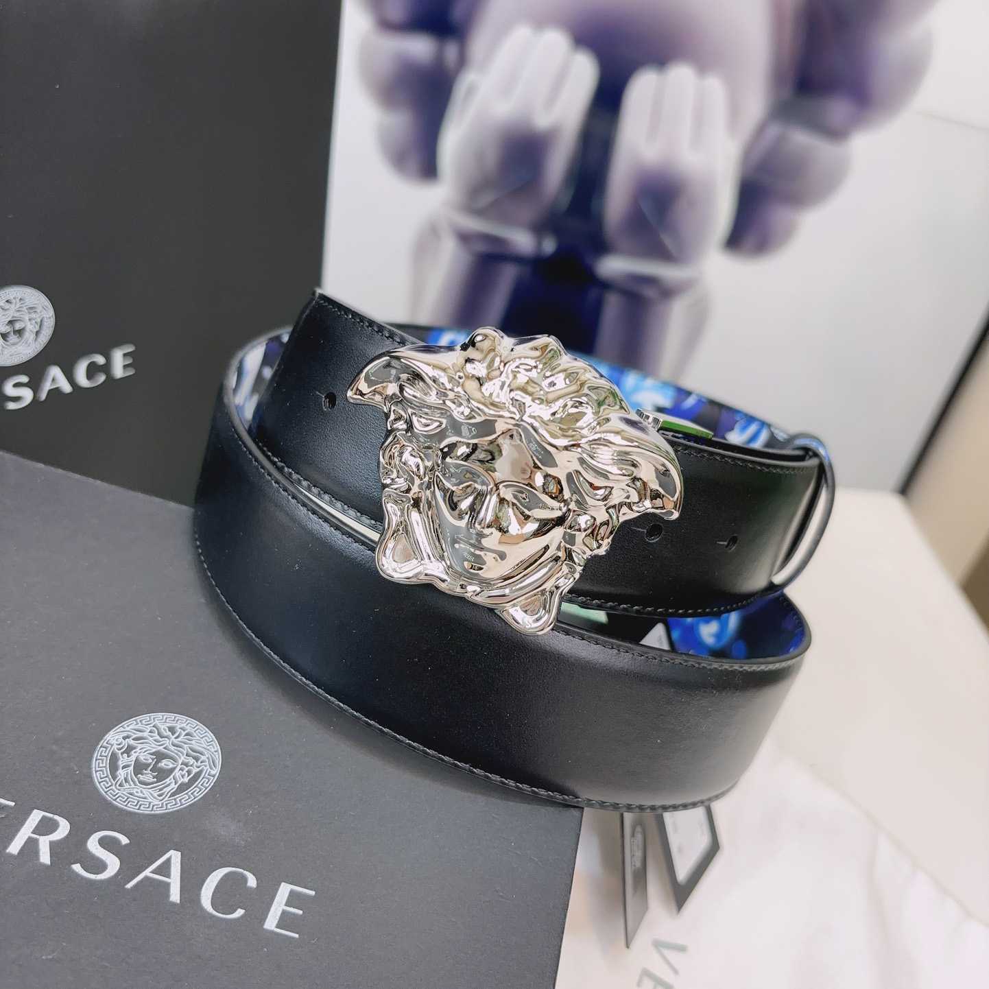 Versace La Medusa Logo-buckle Barocco-print Belt   40mm - FashionPlug