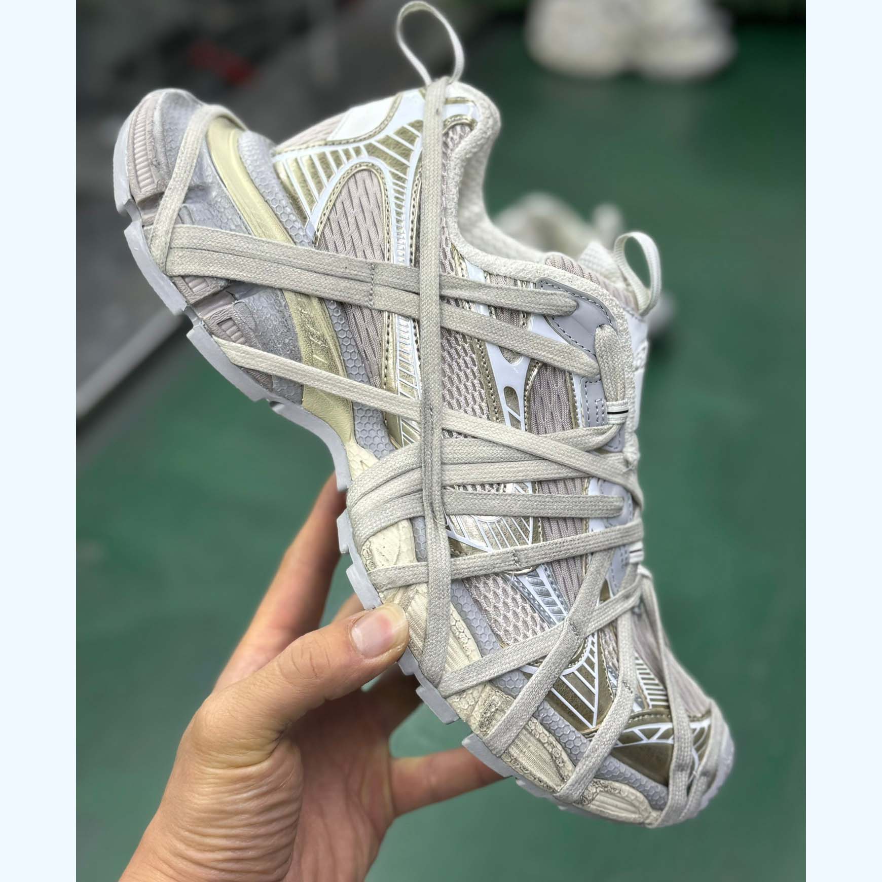 Balenciaga 3XL Extreme Lace Sneaker In Light Beige - FashionPlug