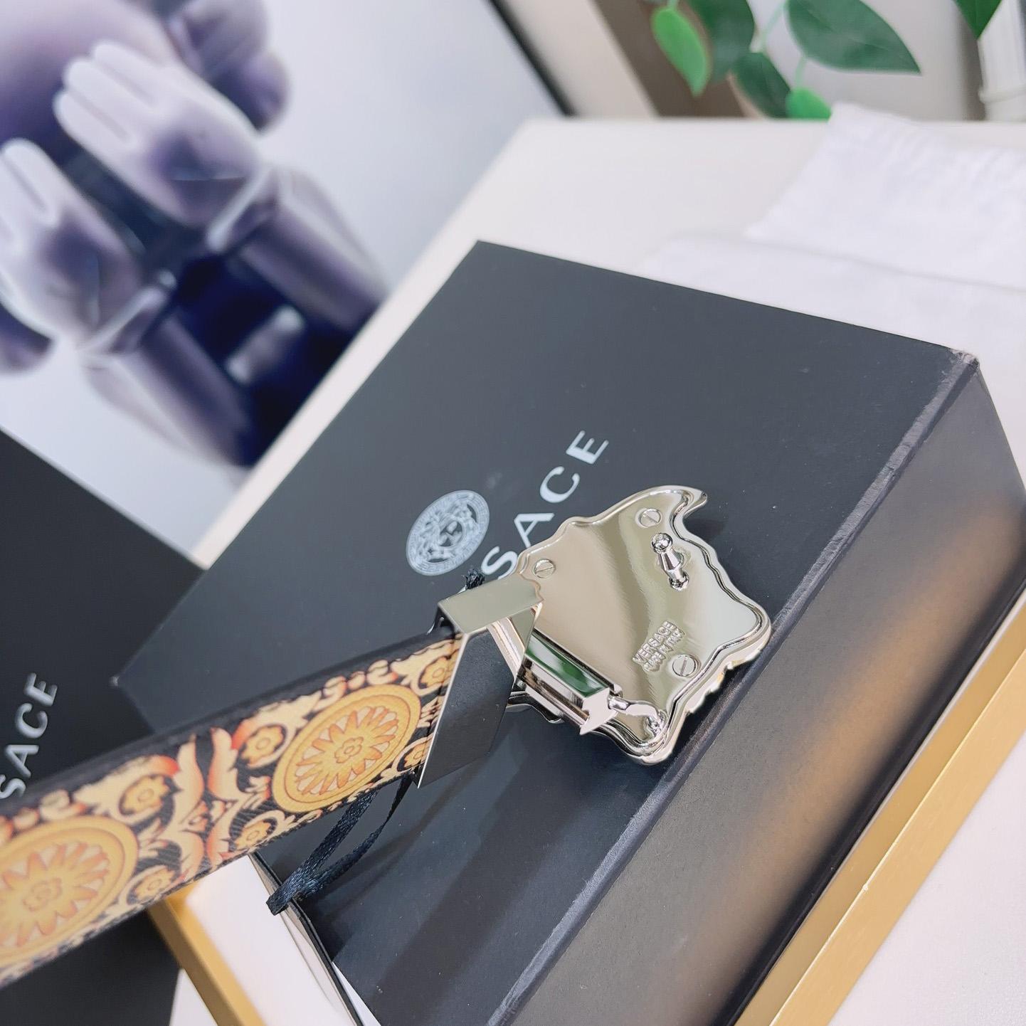 Versace La Medusa Logo-buckle Barocco-print Belt   40mm - FashionPlug