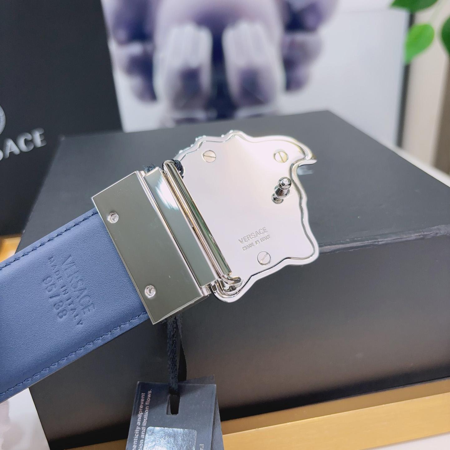 Versace La Medusa Logo-buckle Barocco-print Belt   40mm - FashionPlug
