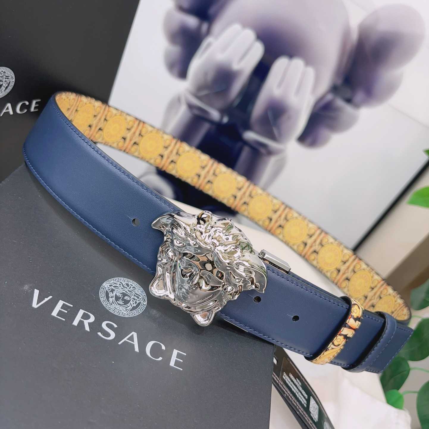 Versace La Medusa Logo-buckle Barocco-print Belt   40mm - FashionPlug