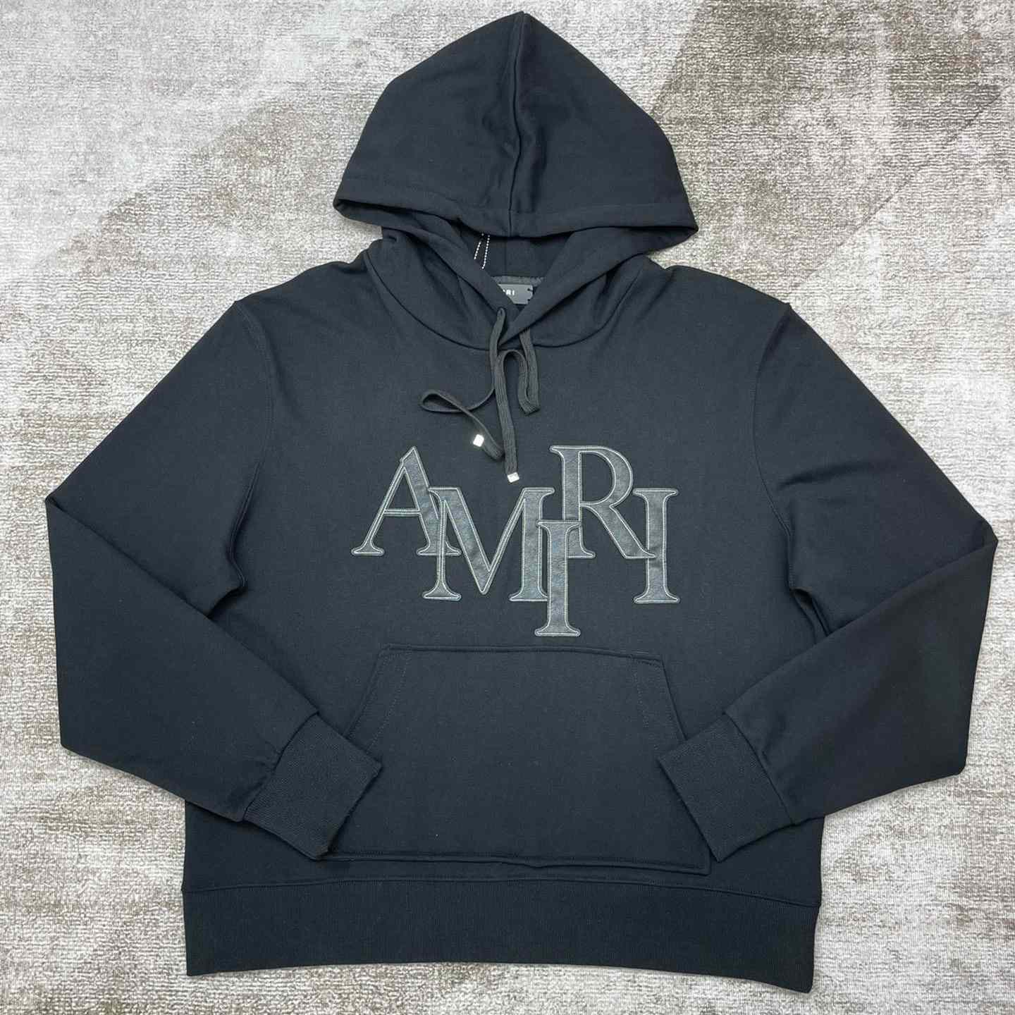 Amiri Logo Patch Drawstring Hoodie - FashionPlug