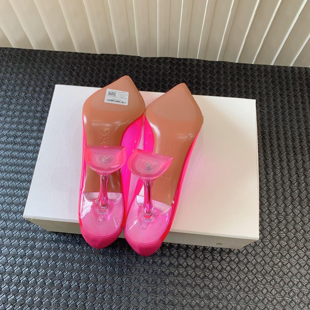 Amina Muaddi Begum Glass Pink Slingbacks - FashionPlug