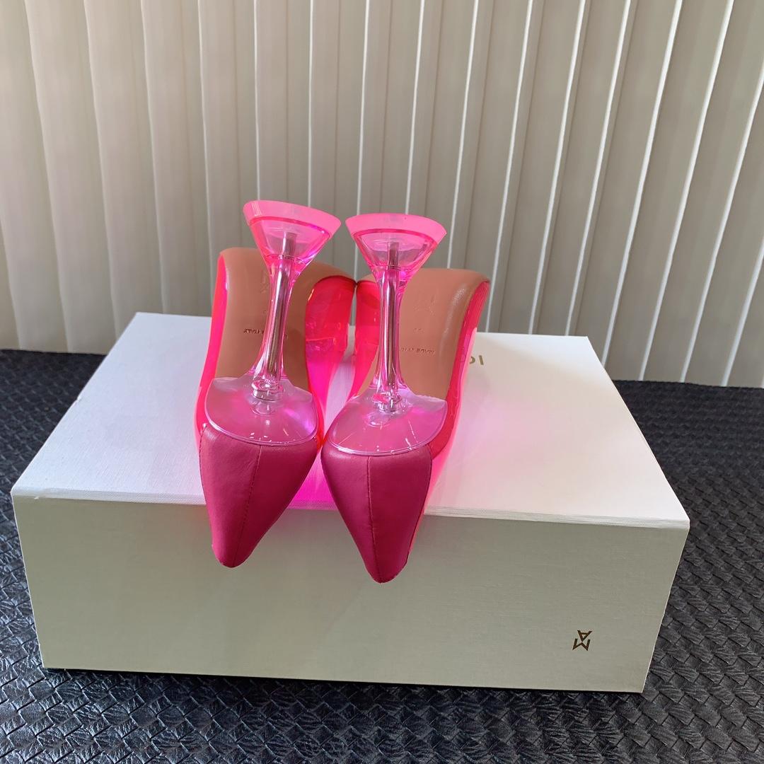 Amina Muaddi Begum Glass Pink Slingbacks - FashionPlug