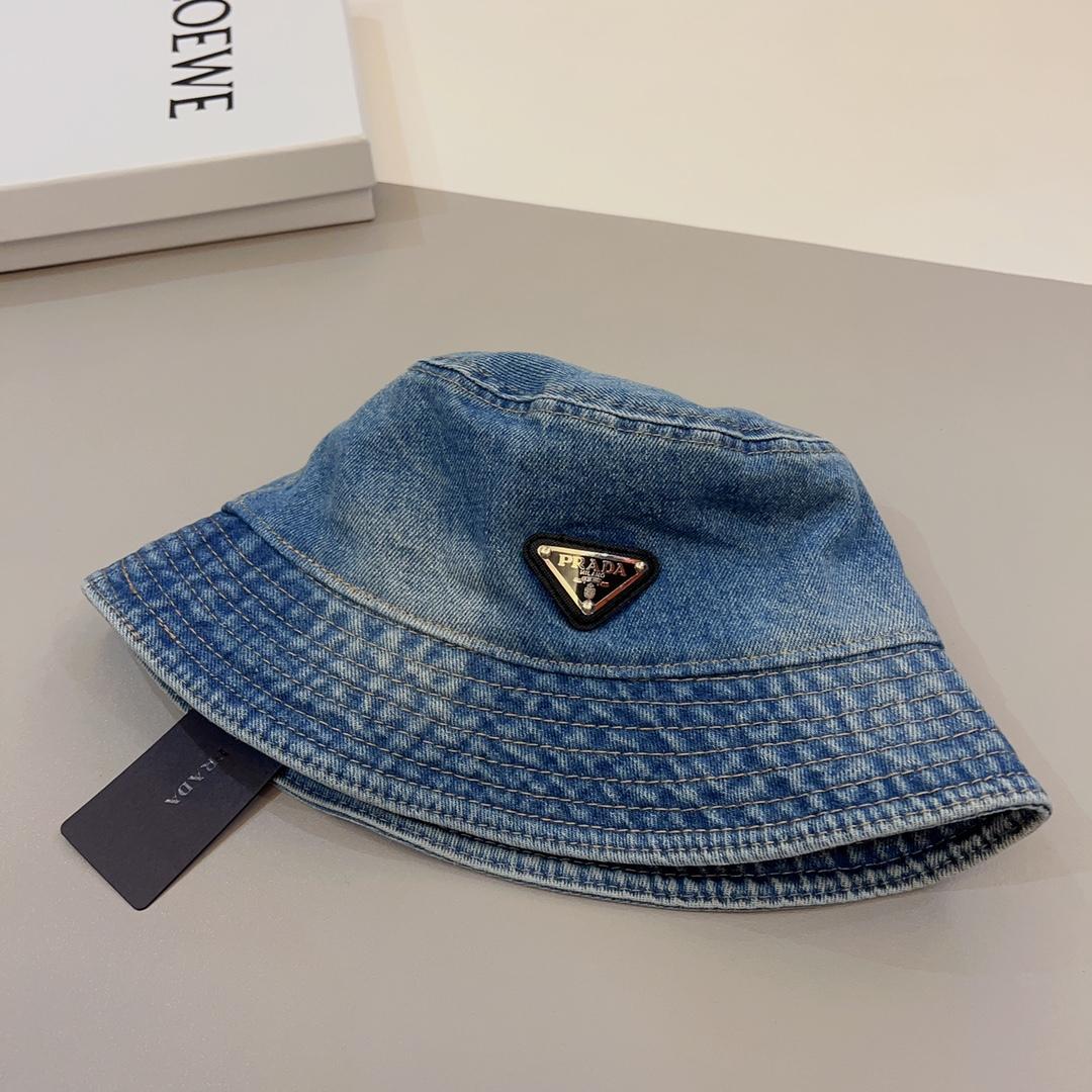 Prada Denim Bucket Hat - FashionPlug