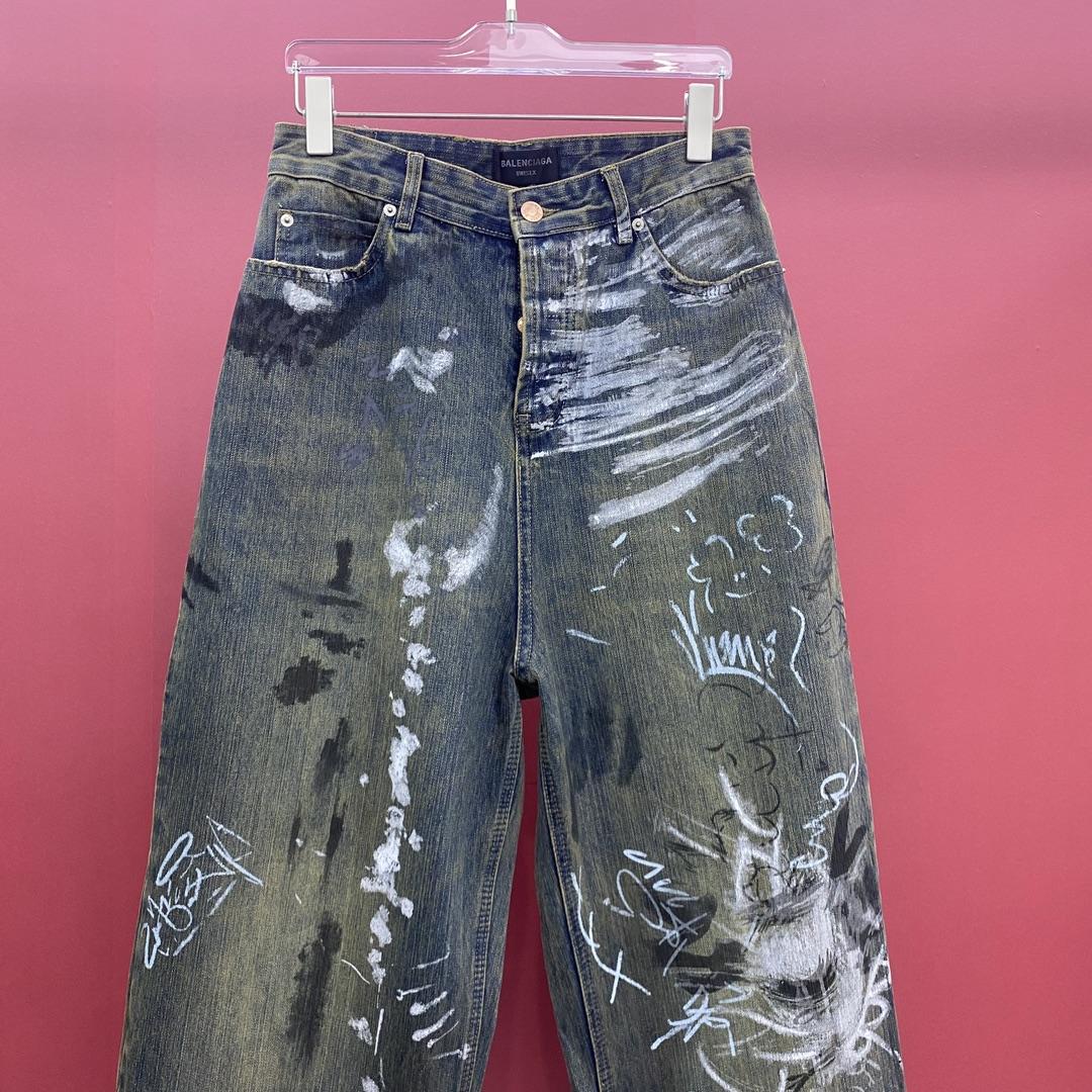 Balenciaga  Graffiti Baggy Jeans - FashionPlug