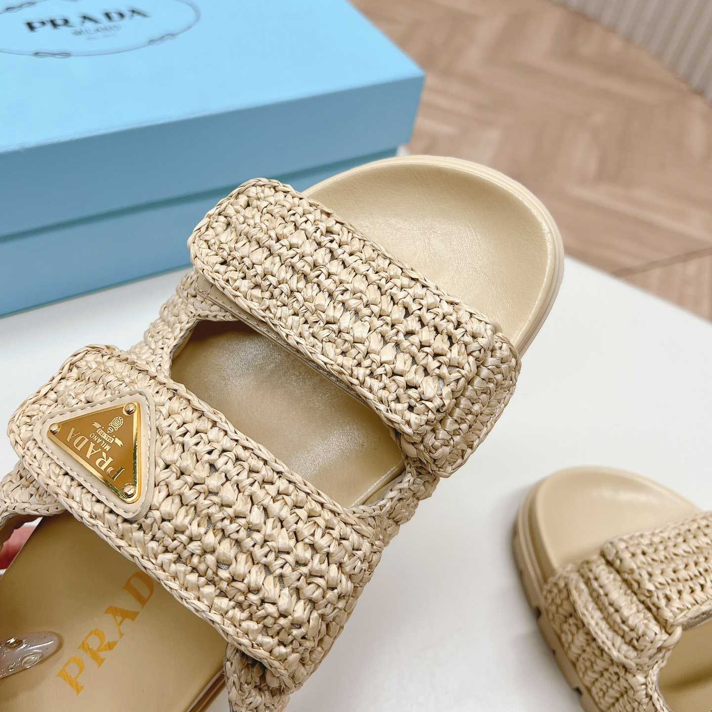 Prada Woven Fabric Sandals - FashionPlug
