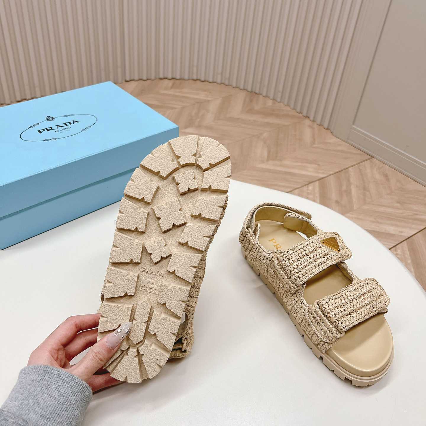 Prada Woven Fabric Sandals - FashionPlug