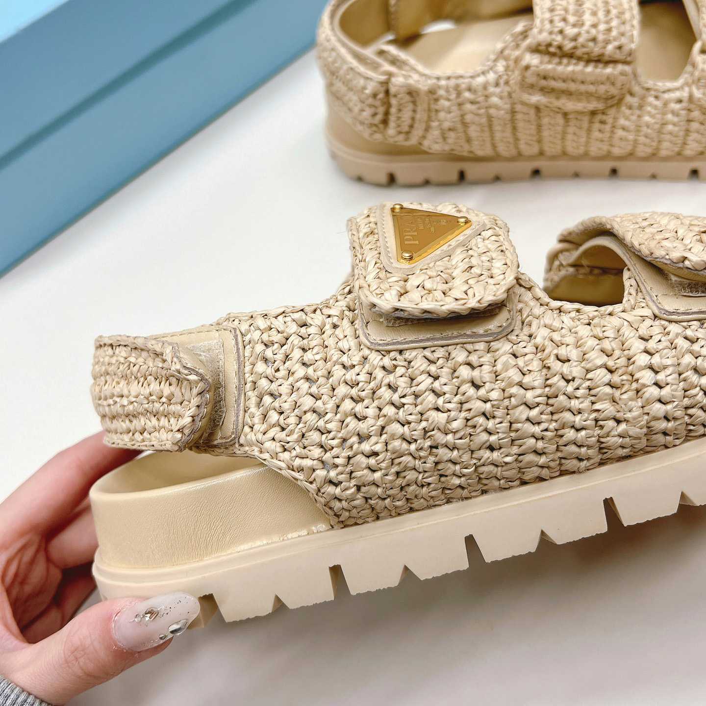 Prada Woven Fabric Sandals - FashionPlug