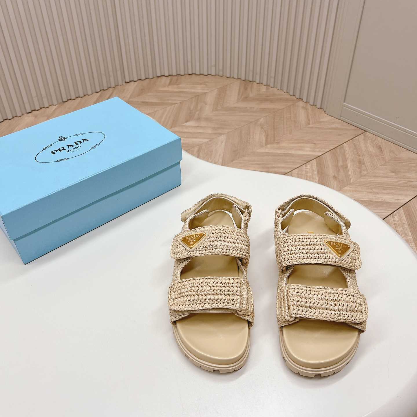 Prada Woven Fabric Sandals - FashionPlug