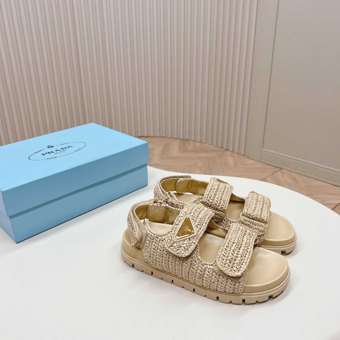 Prada Woven Fabric Sandals - FashionPlug