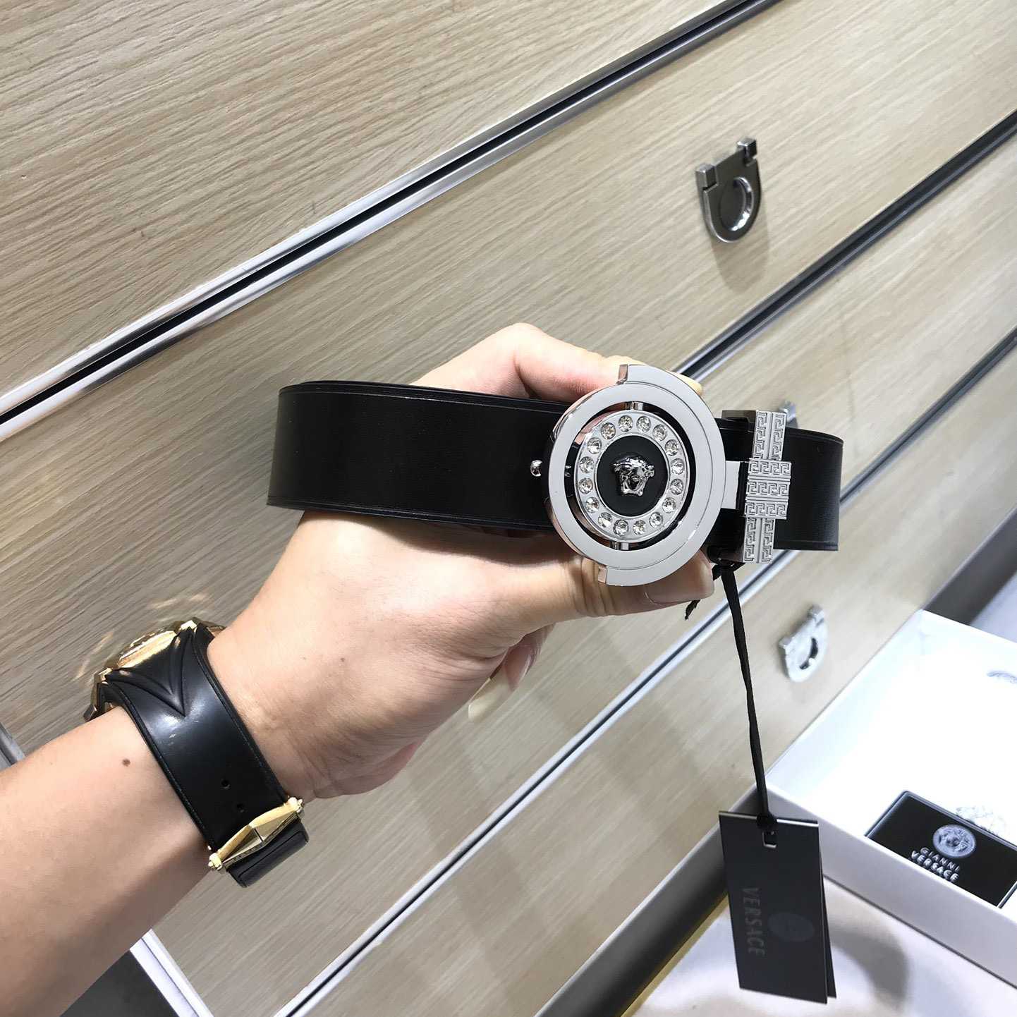 Versace Leather Belt   35mm - FashionPlug