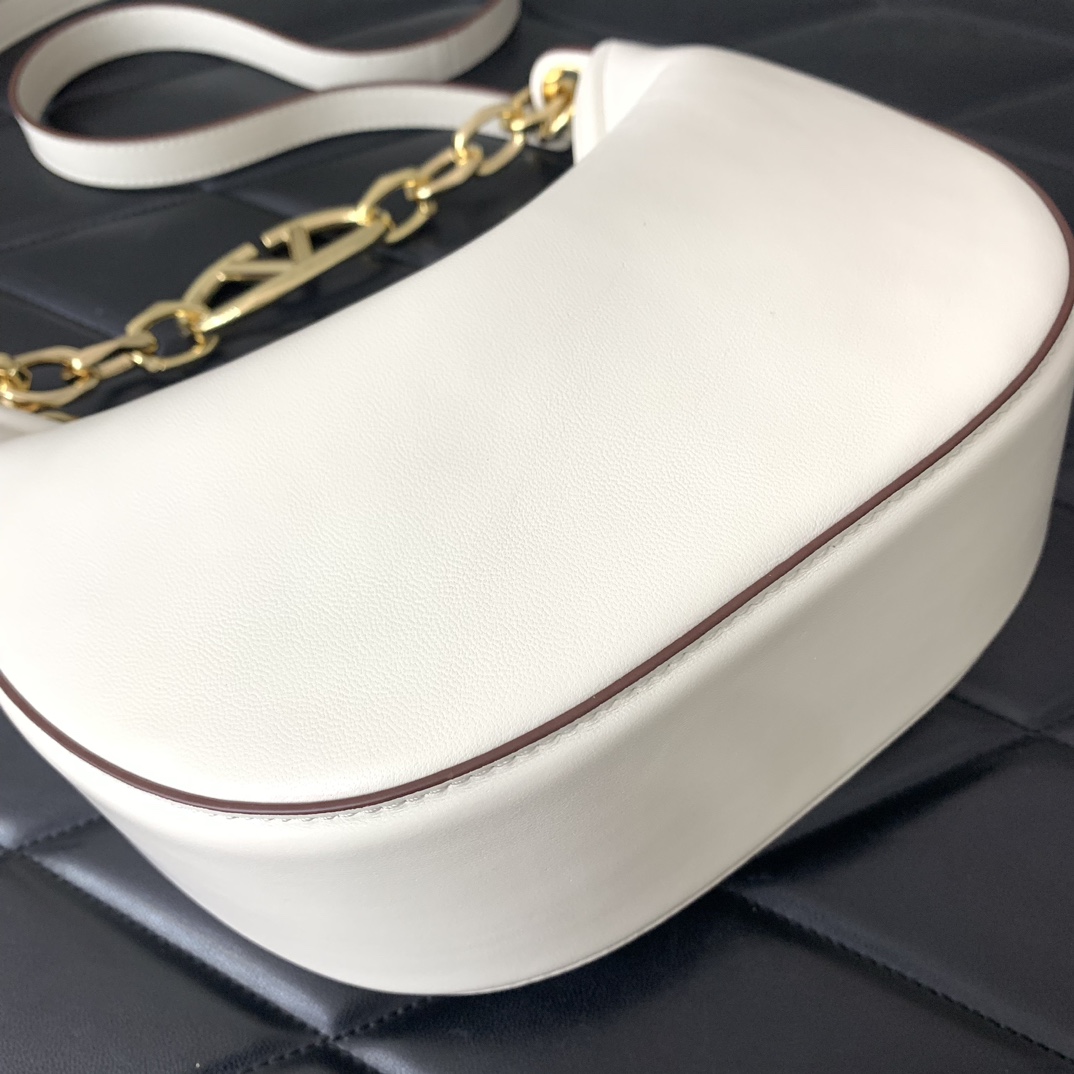 Valenti VLogo Moon Mini Hobo Bag In Nappa Leather With Chain - FashionPlug