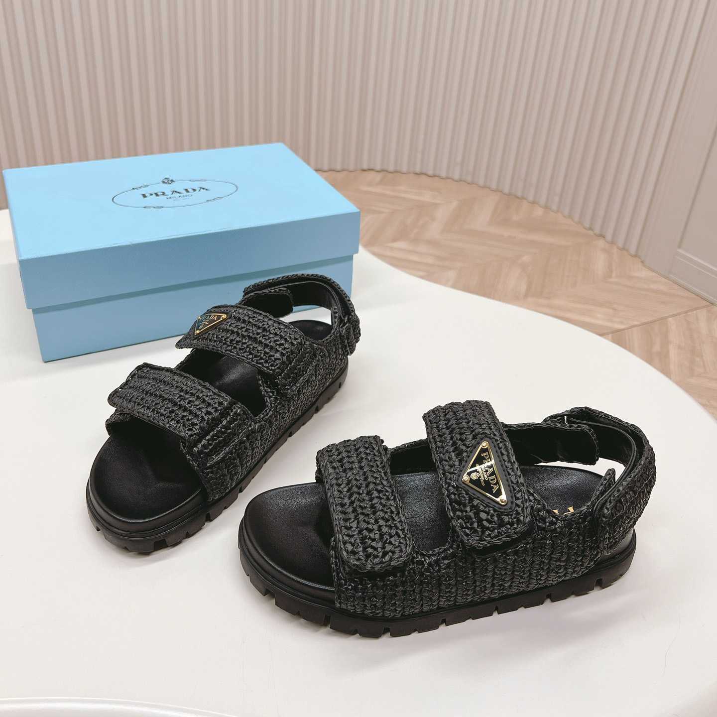 Prada Woven Fabric Sandals - FashionPlug