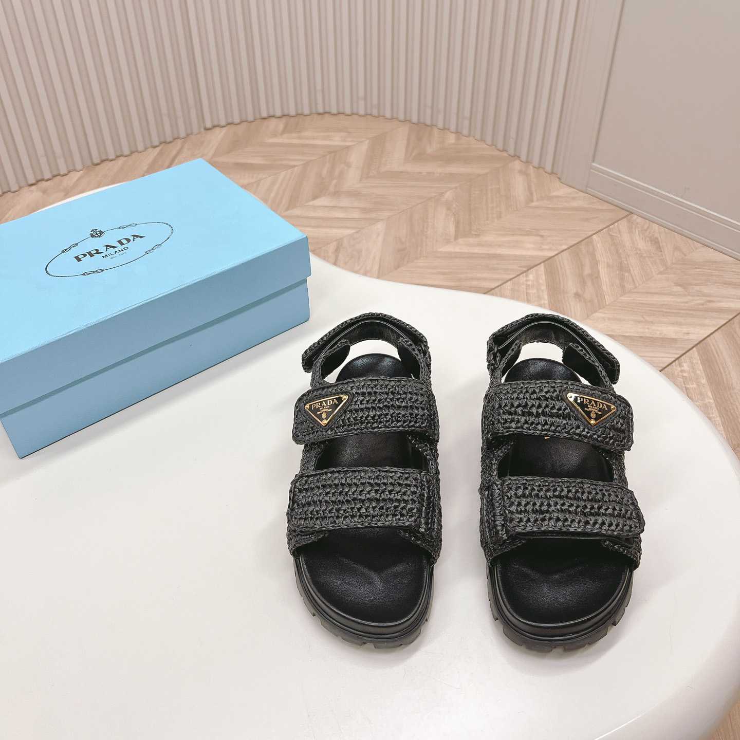 Prada Woven Fabric Sandals - FashionPlug