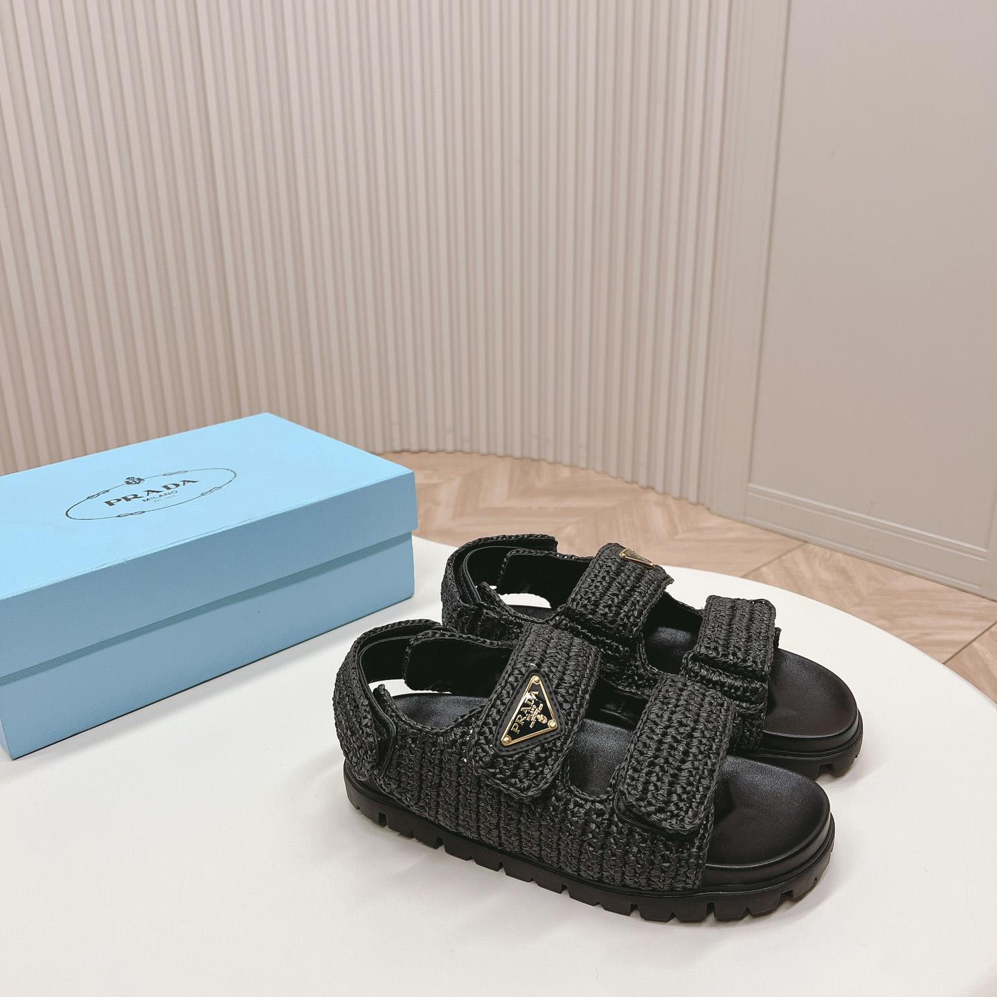 Prada Woven Fabric Sandals - FashionPlug