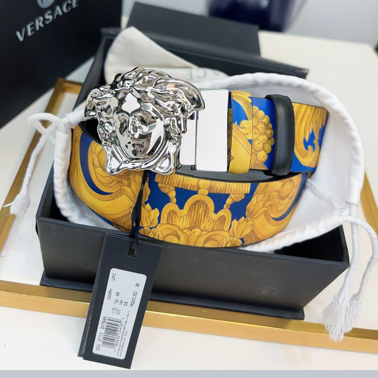 Versace Barocco Reversible Leather Belt    40mm - FashionPlug