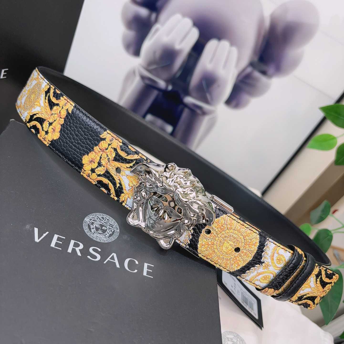 Versace La Medusa Logo-buckle Barocco-print Belt   40mm - FashionPlug