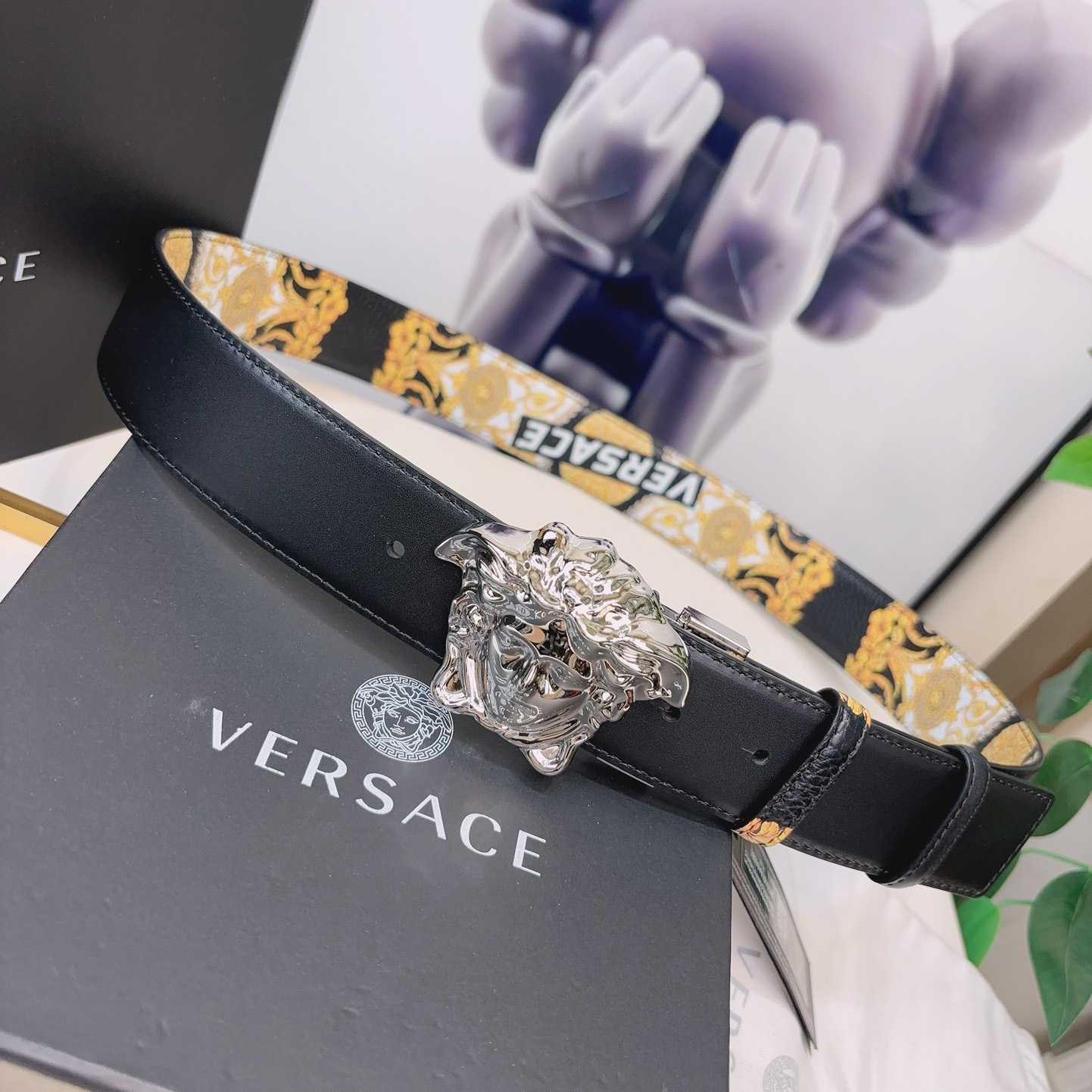 Versace La Medusa Logo-buckle Barocco-print Belt   40mm - FashionPlug