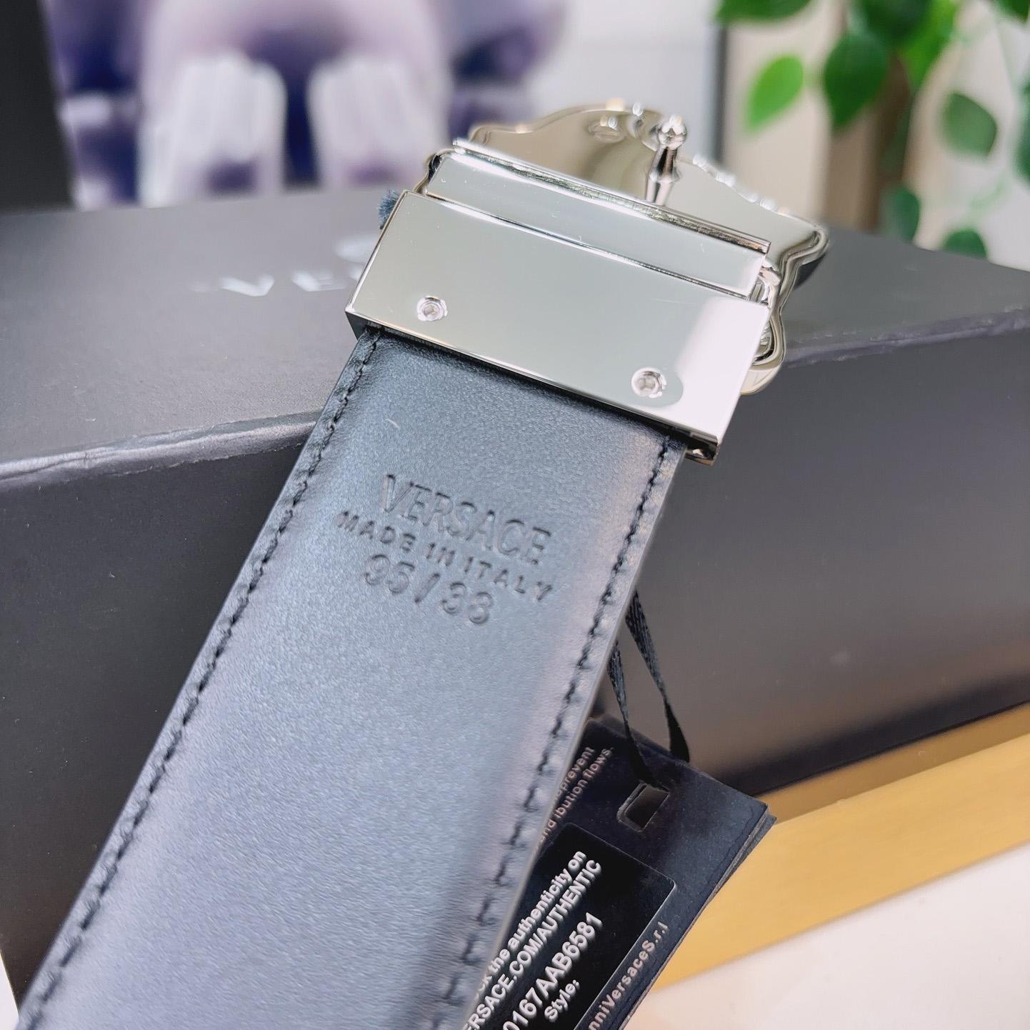 Versace La Medusa Logo-buckle Barocco-print Belt   40mm - FashionPlug
