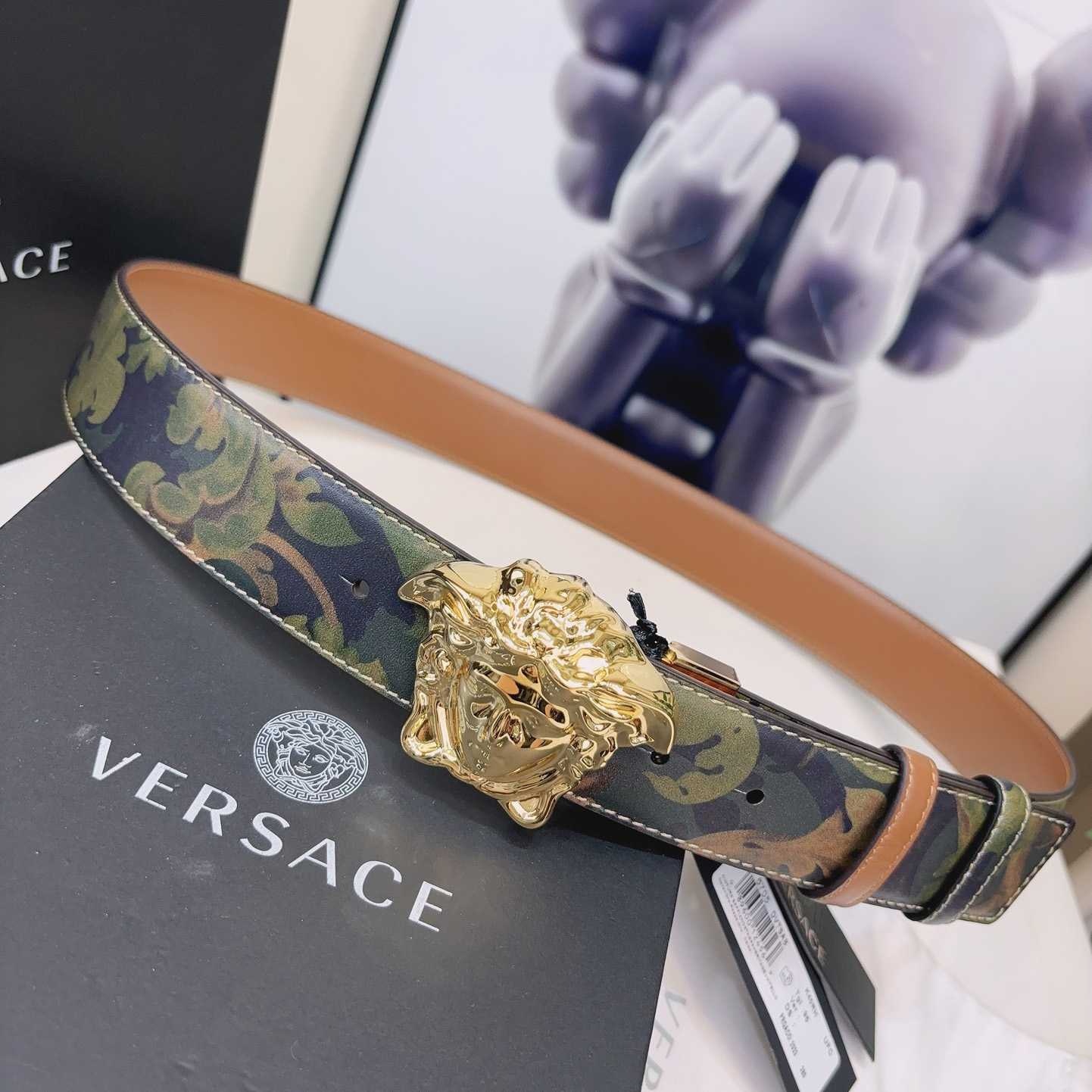 Versace La Medusa Logo-buckle Barocco-print Belt   40mm - FashionPlug