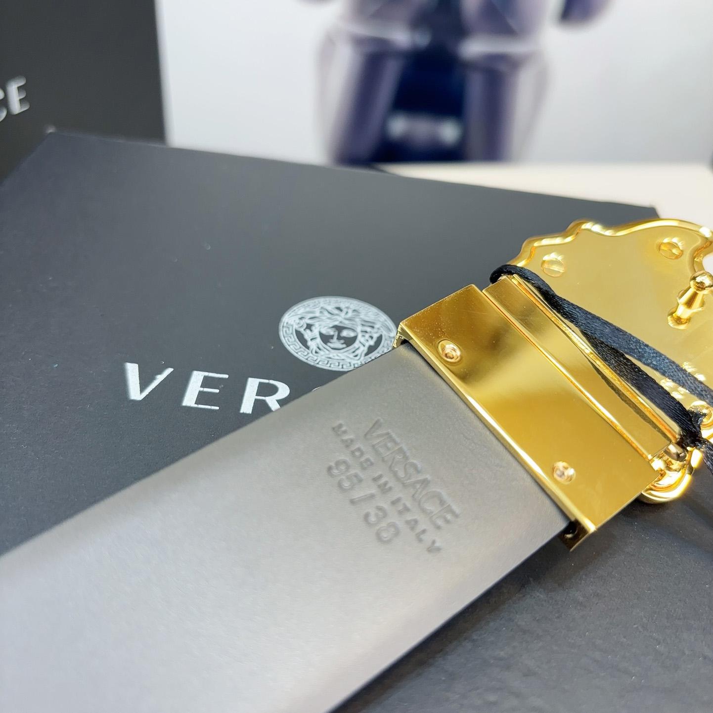 Versace Leather Belt   40mm - FashionPlug