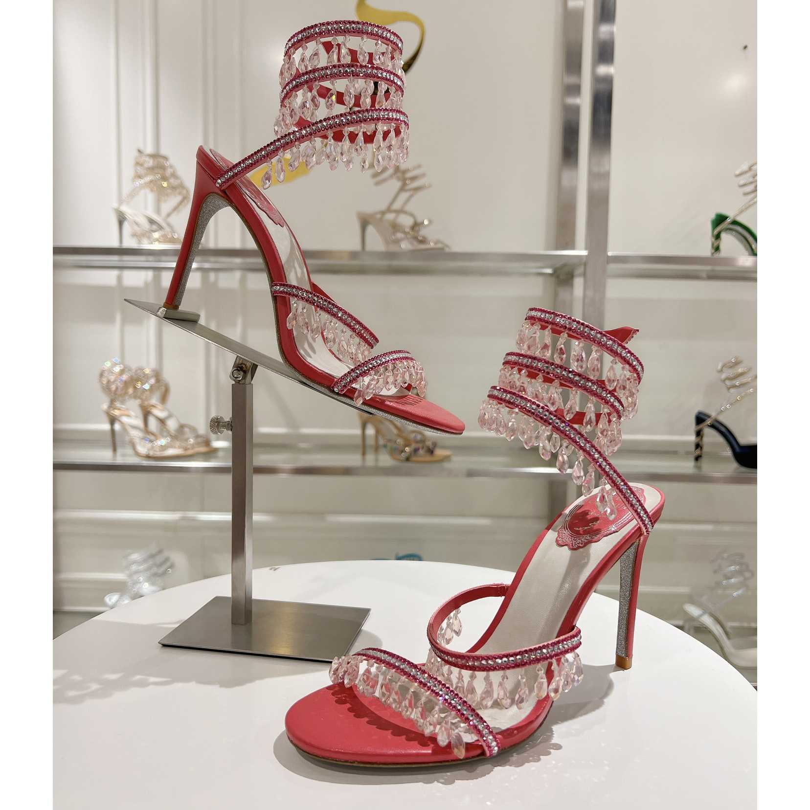 Rene Caovilla Chandelier 95mm Crystal-embellished Sandals - FashionPlug