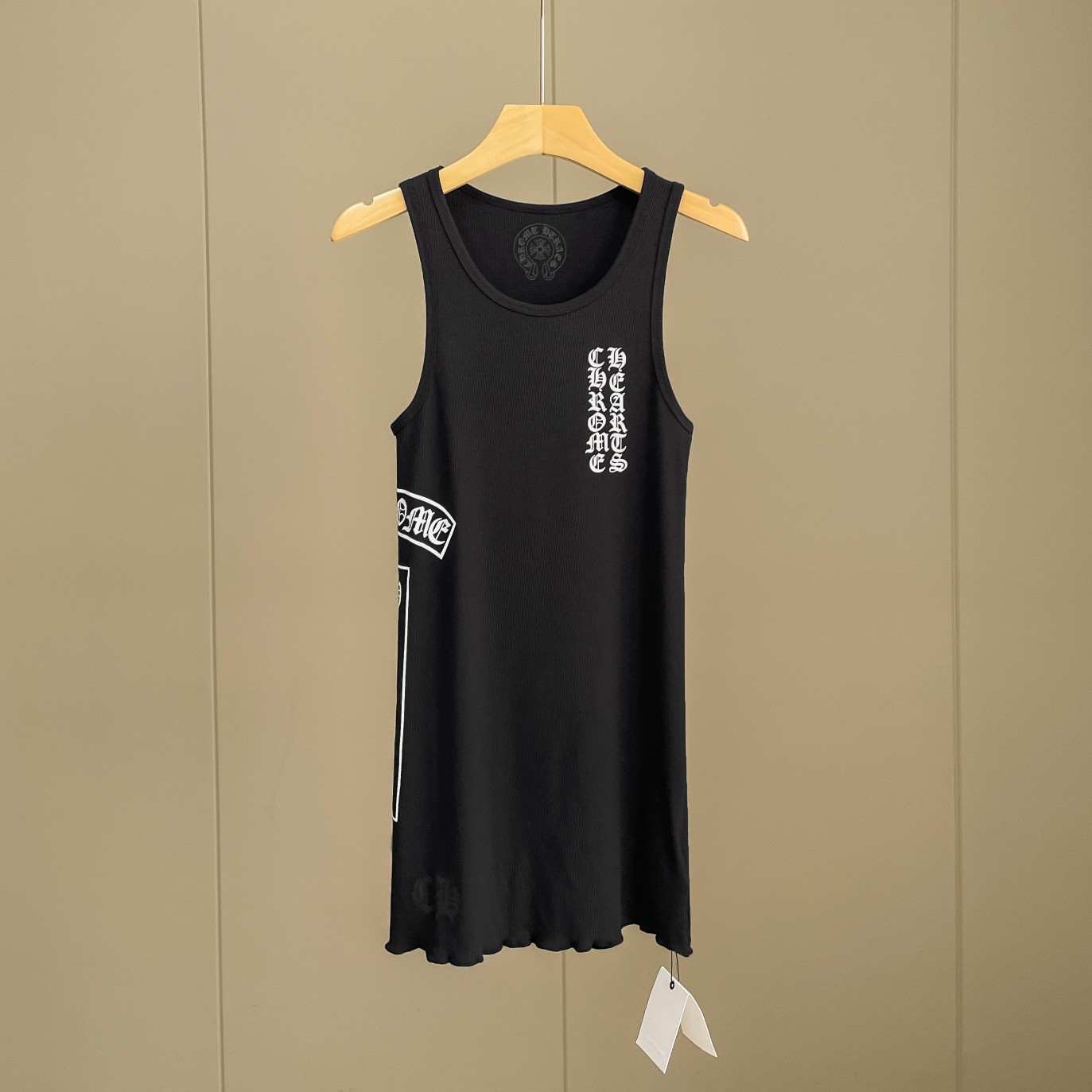 Chrome Hearts Black Vertical Logo Tank Top - FashionPlug