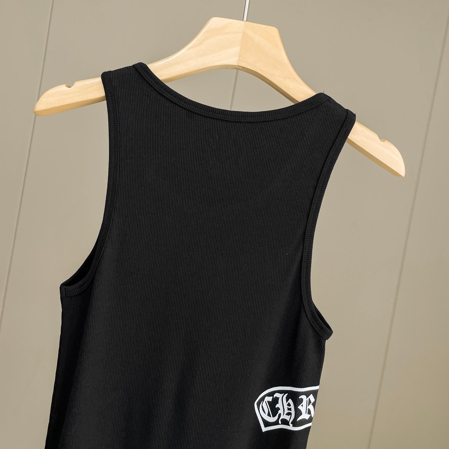 Chrome Hearts Black Vertical Logo Tank Top - FashionPlug